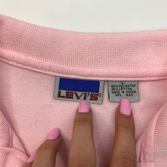 Vintage Levis Polo Shirt Mens L Large SLIM Dusty Peach High Low Hem Performance - Picture 4 of 10